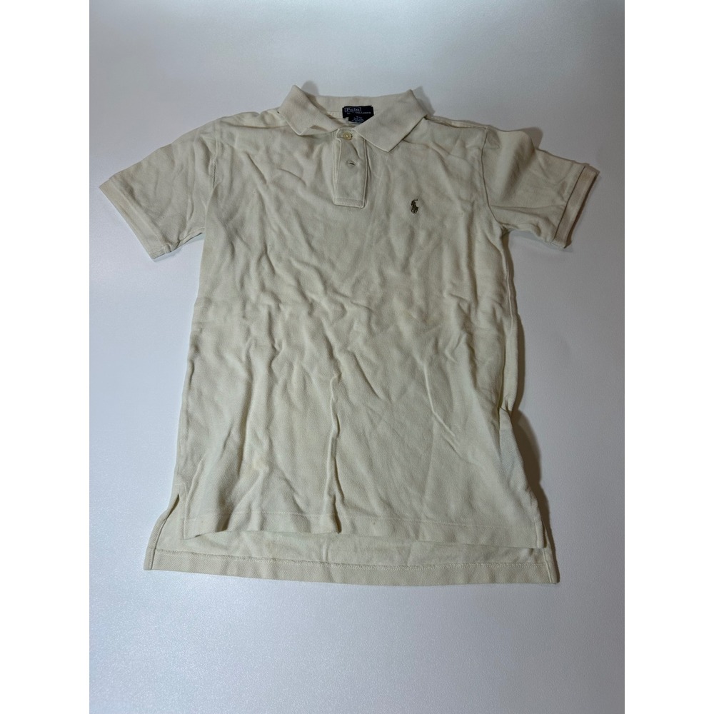 Polo Ralph Lauren Polo Shirt Boys M 12/14 Cream Good Short Sleeve Pique Pony